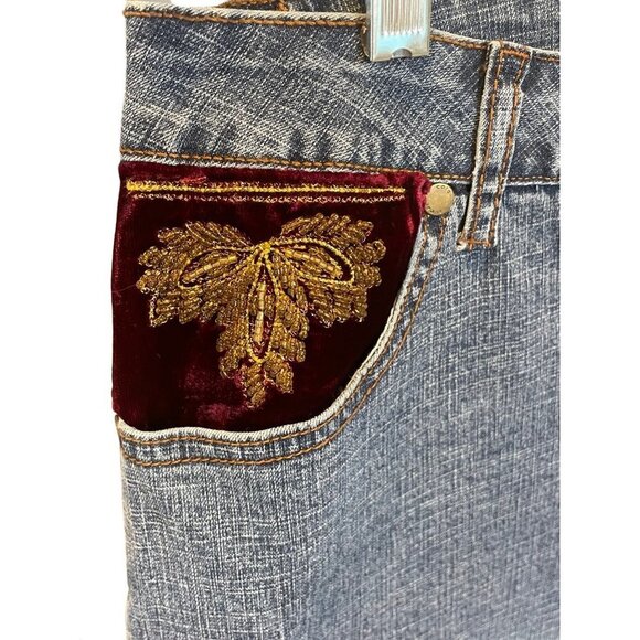 Vintage 90s Y2K Mid Rise Bootcut Relaxed Fit Embroidered Pockets Denim Jeans - Picture 5 of 12